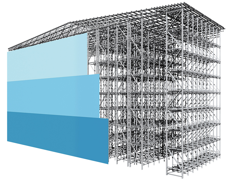 Racking supported buildings